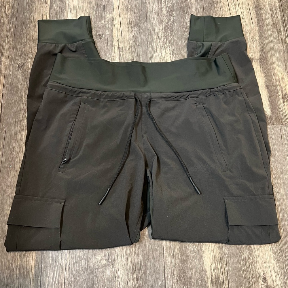 Athleta Sutton Joggers Arbor Olive Mid-Rise Cargo Style w/Adjustable Waistband - Picture 3 of 10